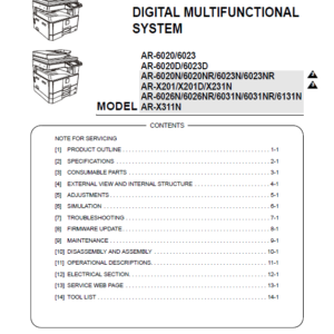سرویس منوال شارپ AR-X201-6020-6023D-X231N-X311N